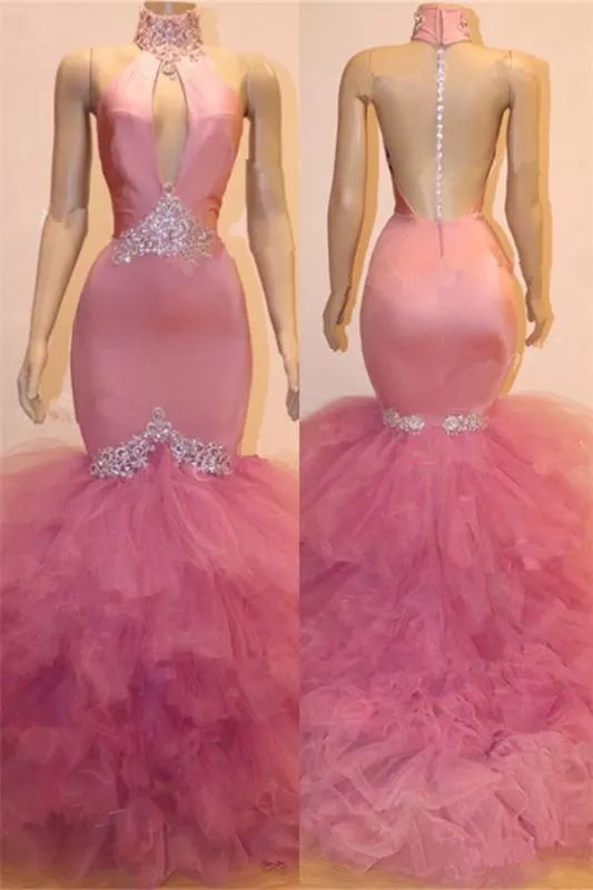 Keyhole Tulle Mermaid Long Prom Dresses Cheap for Formal cg8804