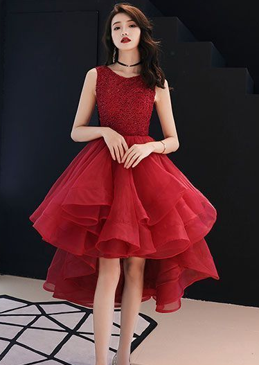 Süßes A-Linien-Kurzkleid aus Tüll mit Rundhalsausschnitt, Homecoming-Kleid cg881