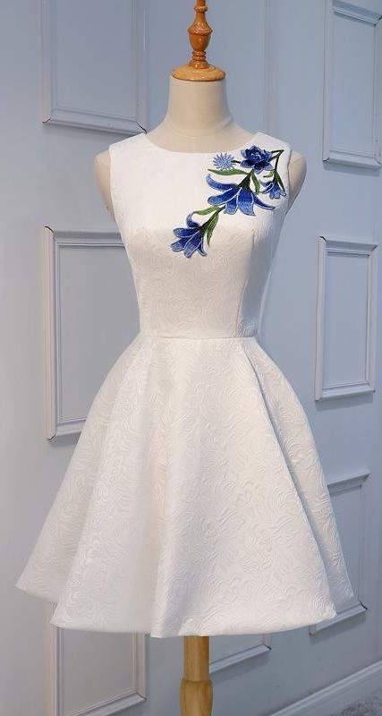 Unique White Lace Applique Cheap Short Homecoming Dresses cg8824