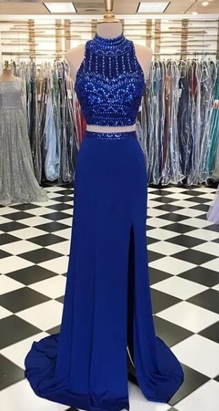 Two Piece Beaded Long Prom Dress Semi Formal Dresses cg8886