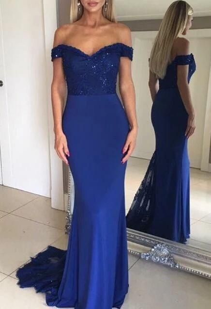Off Shoulder Mermaid Long Prom Dress with Applique and Beading cg8910