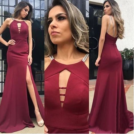 A-line Prom dress, long prom dress , open back prom dress with slit cg8920