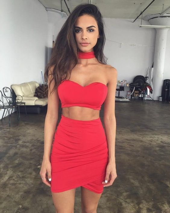 Pencil Party Dress,Two Pieces Dress,Fashion Homecoming Dress cg8964