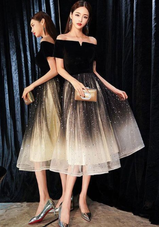 schwarzes kurzes Tüllkleid mit Pailletten, schwarzes Homecoming-Kleid cg903