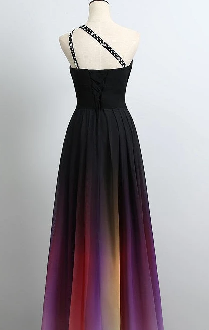 Lovely Gradient Beaded Long Party Dress, Long Chiffon Prom Dress cg9103