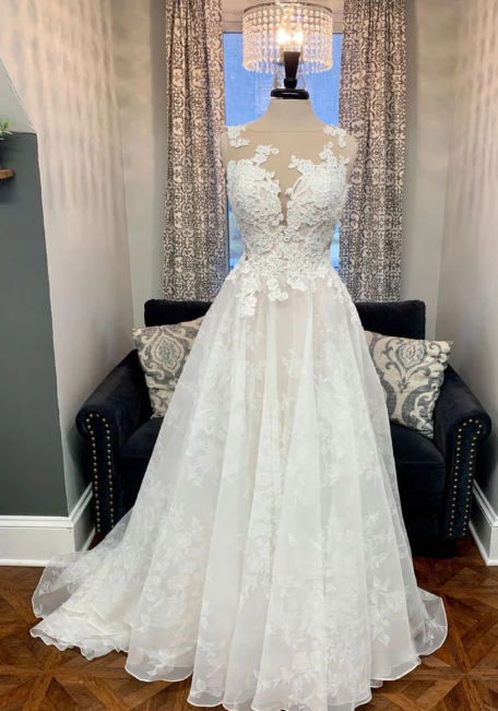 Weißes, langes Ballkleid aus Tüll und Spitze mit Rundhalsausschnitt, formelles Spitzenkleid, cg9105