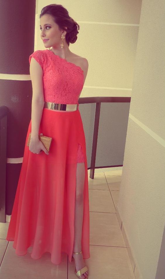 Charming Prom Dress, Chiffon Evening Dress,Sexy Prom Dresses,High Slit Prom Gown cg9110