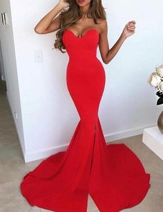 Sexy Red Mermaid Prom Dress, Trumpet Long Evening Dress, Formal Gown cg9120