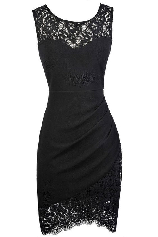 Schwarzes Kleid, Bleistiftkleid, Mode Homecoming Kleid cg913