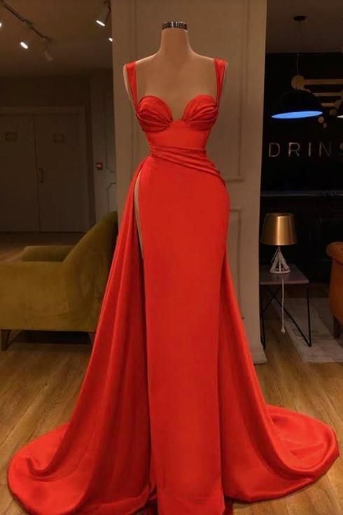 Sexy Red Thigh-high Slit Prom Dress cg9188