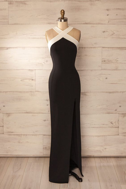 Schwarzes Ballkleid,Hochgeschlitztes Ballkleid,Meerjungfrauen-Ballkleid cg9197