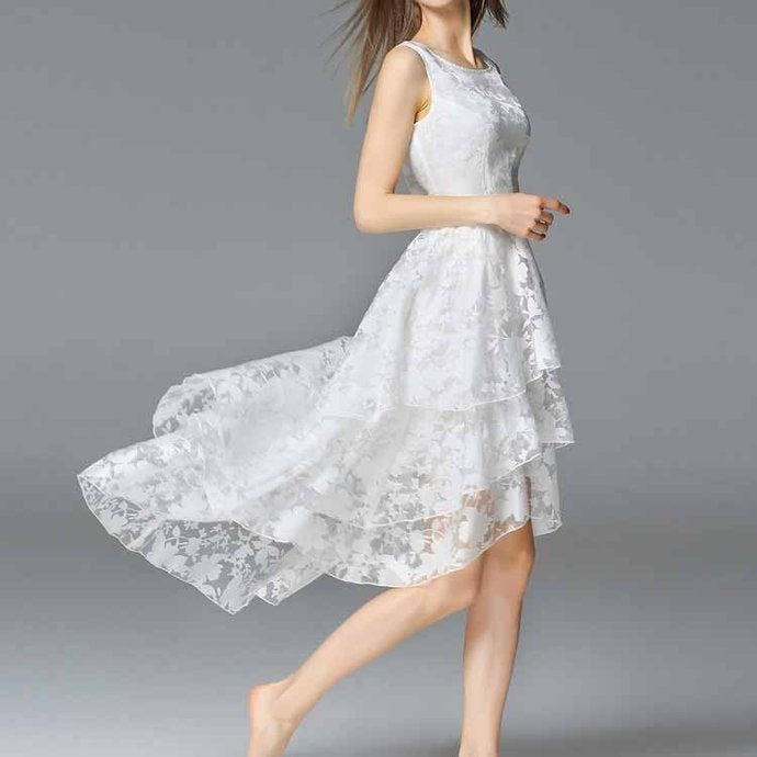 Cute White Tulle Sweetheart High Low Party Dress, High Low Formal prom classygown Cute White Tulle Sweetheart High Low Party Dress, High Low Formal prom classygown