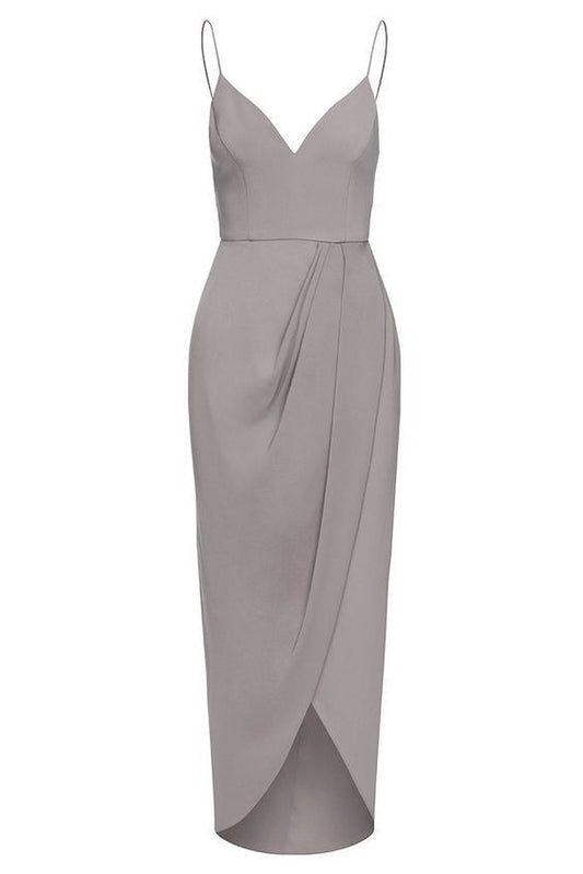 Träger V-Ausschnitt Grau Ballkleid cg9265