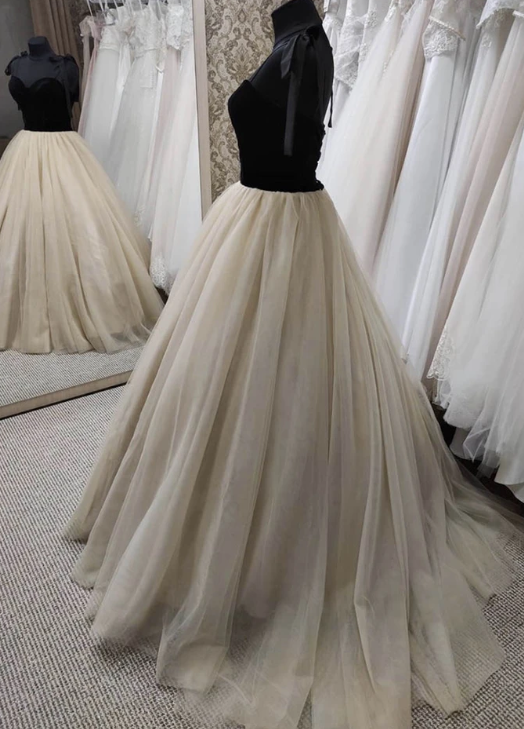 Black velvet and tulle prom dress evening dress cg9402