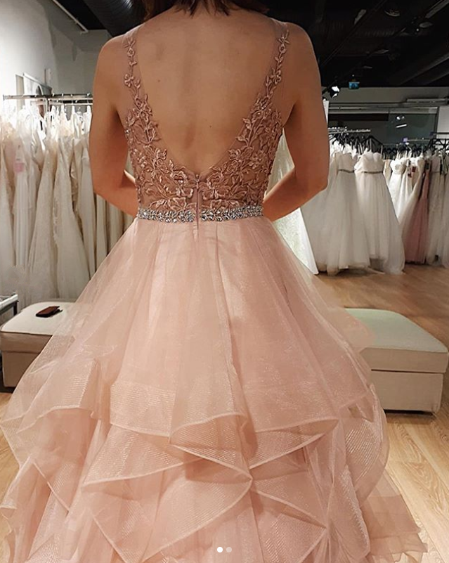 Charming Prom Dress,Tulle Prom Gown,A-Line Evening Dress,Appliques Prom Gown cg9443