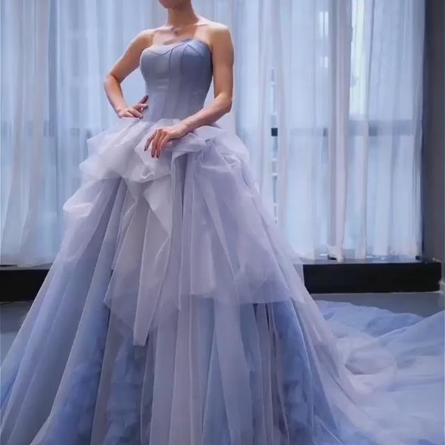 Blue Prom Dress,Ball Gown Prom Gown,Strapless Evening Dress,Tulle Prom Gown cg9446