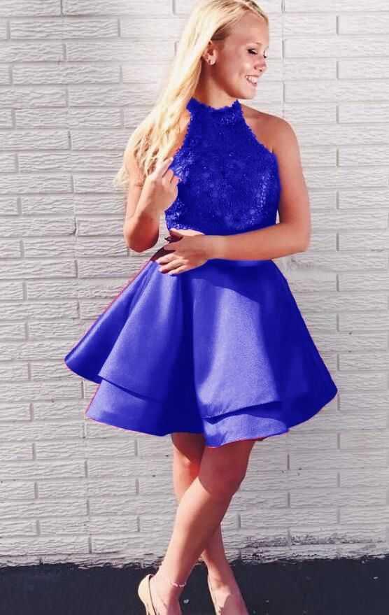 Backless Lace Top Satin Two Piece Homecoming Dresses cg9631 classygown Backless Lace Top Satin Two Piece Homecoming Dresses cg9631 classygown