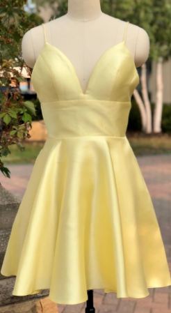 Hellgelbe Homecoming-Kleider, süße kurze Homecoming-Kleider, Partykleid cg964
