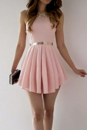 Einfaches A-Linien-Abendkleid mit U-Ausschnitt, ärmellos, Satin, rosa, kurz, mit Falten, cg966
