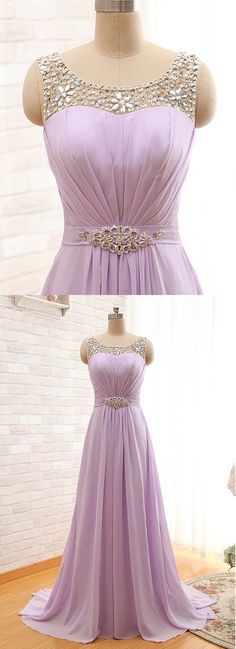 Lila Chiffon Langes Schlichtes Ballkleid, Abendkleid cg9685
