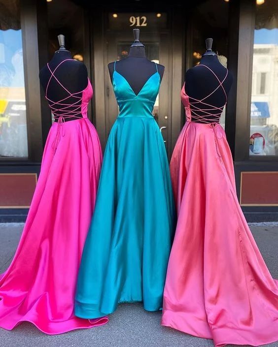 2020 V-neck Prom Dresses with Lace up Back , Long Prom Dress ,Fashion School Dance Dress Formal Dress cg9713