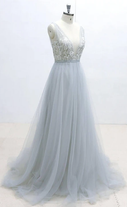 2020 V-neck Prom Dresses With Applique, Long Prom Dress ,Fashion School Dance Dress Formal Dress cg9716