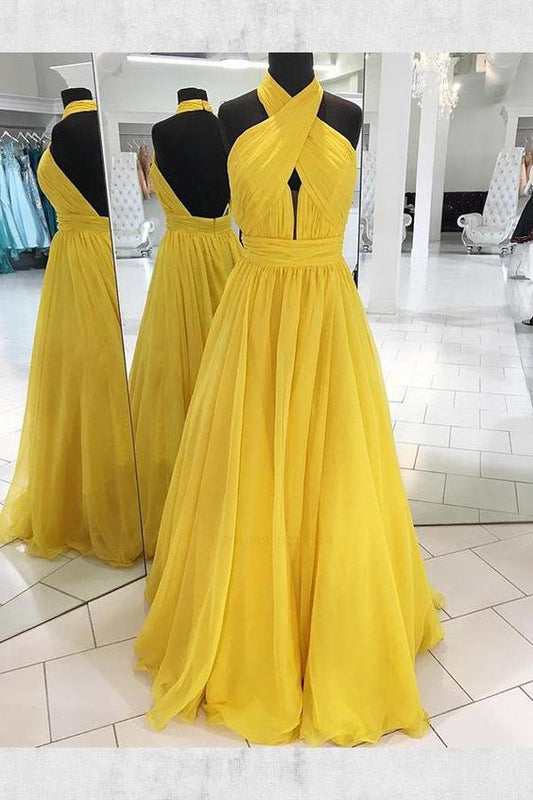 Gelbes Ballkleid, Langes Abendkleid, Ballkleider cg972