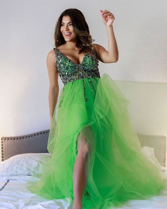 Elegant Prom Dress,V-Neck Prom Dress,Beading Prom Dress,A-Line Prom Dress,Long Prom Dress,Evening Dress cg9731