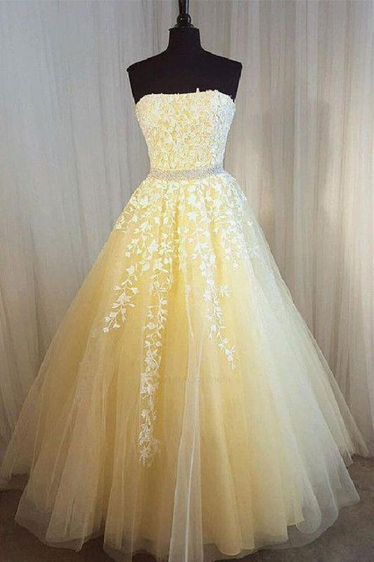 Lange Ballkleider, Elegantes Tüll-Spitzen-Applikation Langes Ballkleid, Tüll-Abendkleid cg978