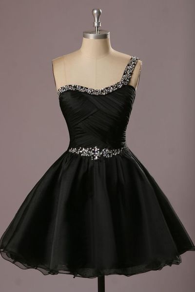 Organza Homecoming Dress,One-Shoulder Graduation Dress cg9810