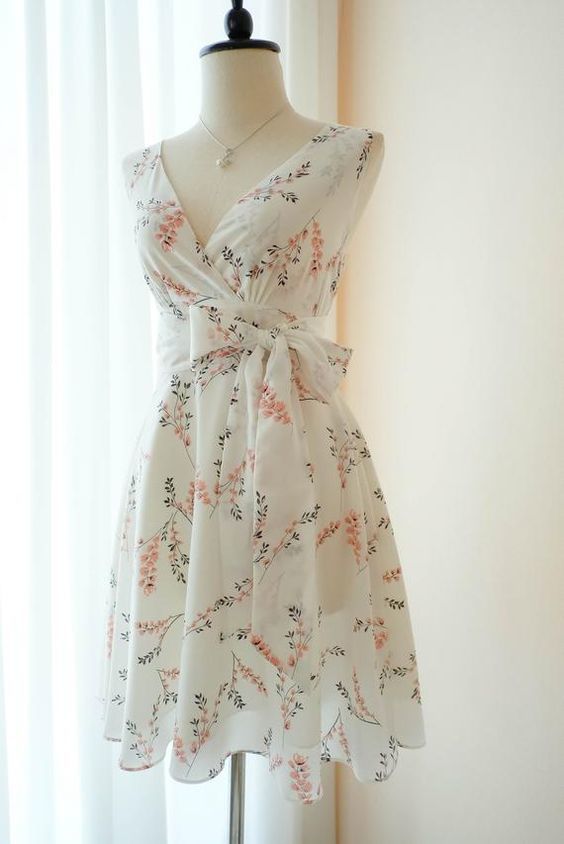 White Floral Vintage Homecoming Dress cg9837 classygown White Floral Vintage Homecoming Dress cg9837 classygown