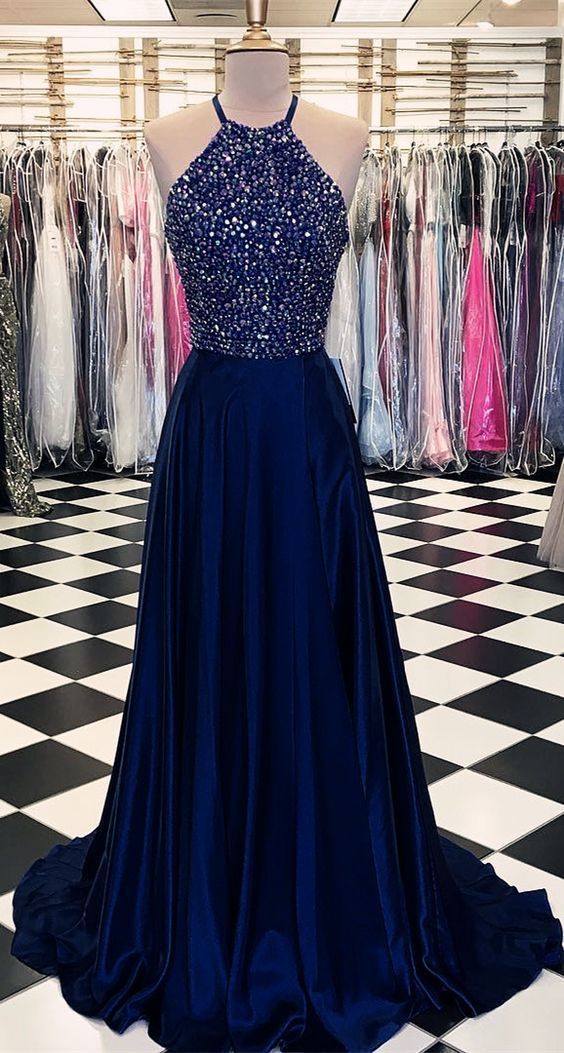 Charming Beaded Prom Dresses A line Long Prom Dresses Evening Formal classygown