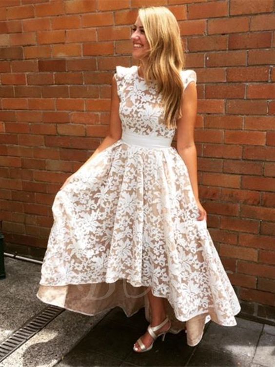 Beautiful High Low Backless Lace Bridesmaid Dress Prom Dress cg9859