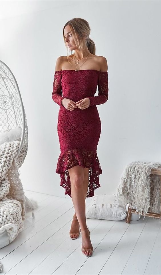 fashion off the shoulder homecoming dress, elegant burgundy lace short classygown fashion off the shoulder homecoming dress, elegant burgundy lace short classygown