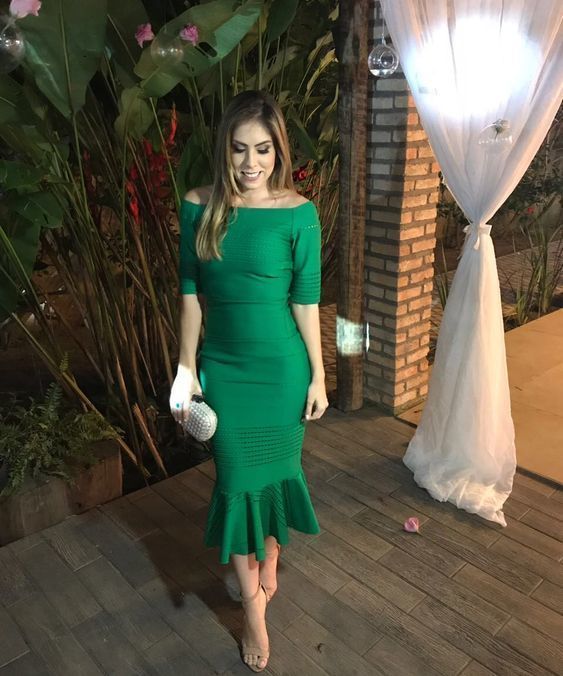 Off the shoulder green prom dress cg9939