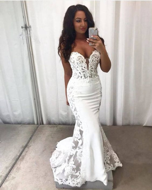 Charmantes Meerjungfrau-Ballkleid mit herzförmigem Ausschnitt und Applikationen cg9965