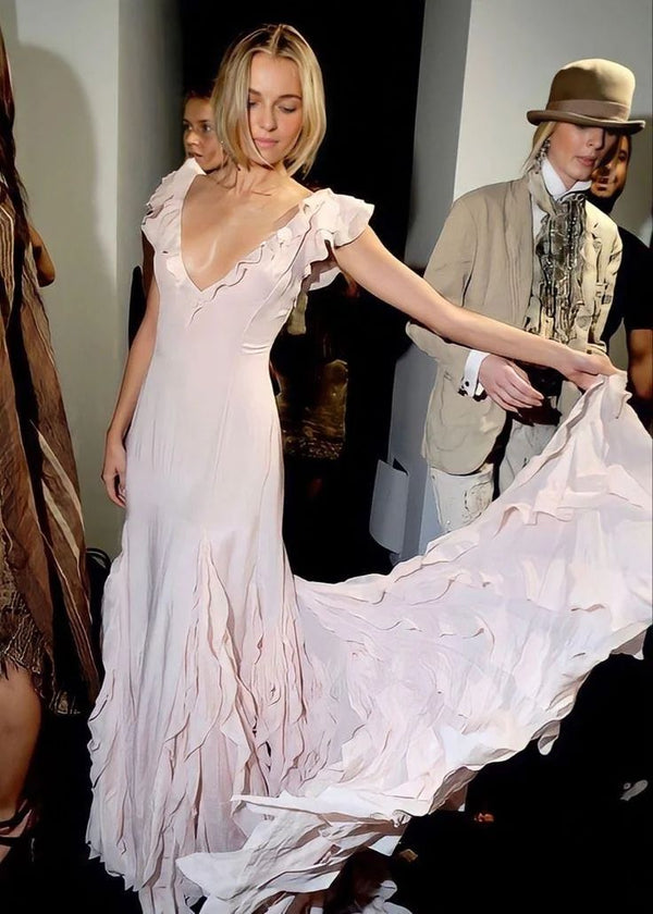 Prety Mermaid Chiffon Lace Backless Long Prom Dress, Evening Dress