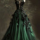 A Line Green Tulle Long Prom Dresses, Formal Graduation Evening Dresses    cg25342