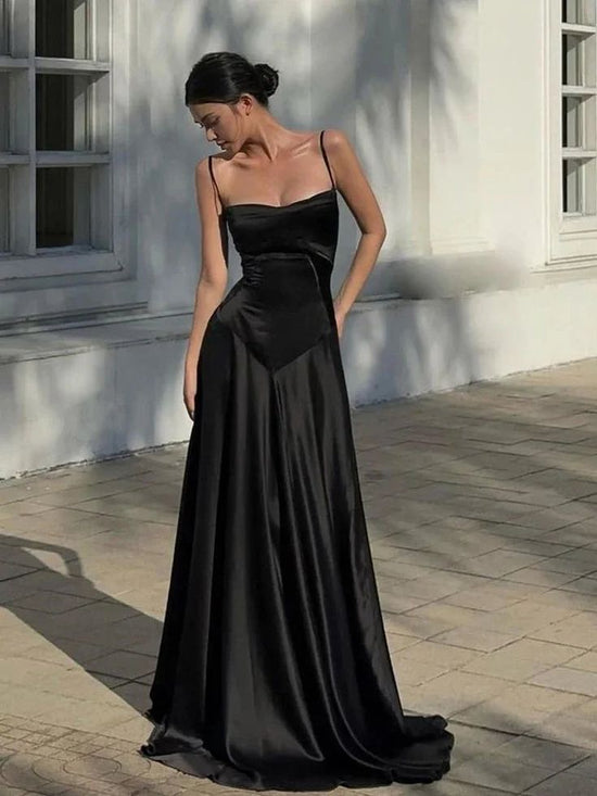 Black Simple Prom Dress Sexy Evening Dress Y1343