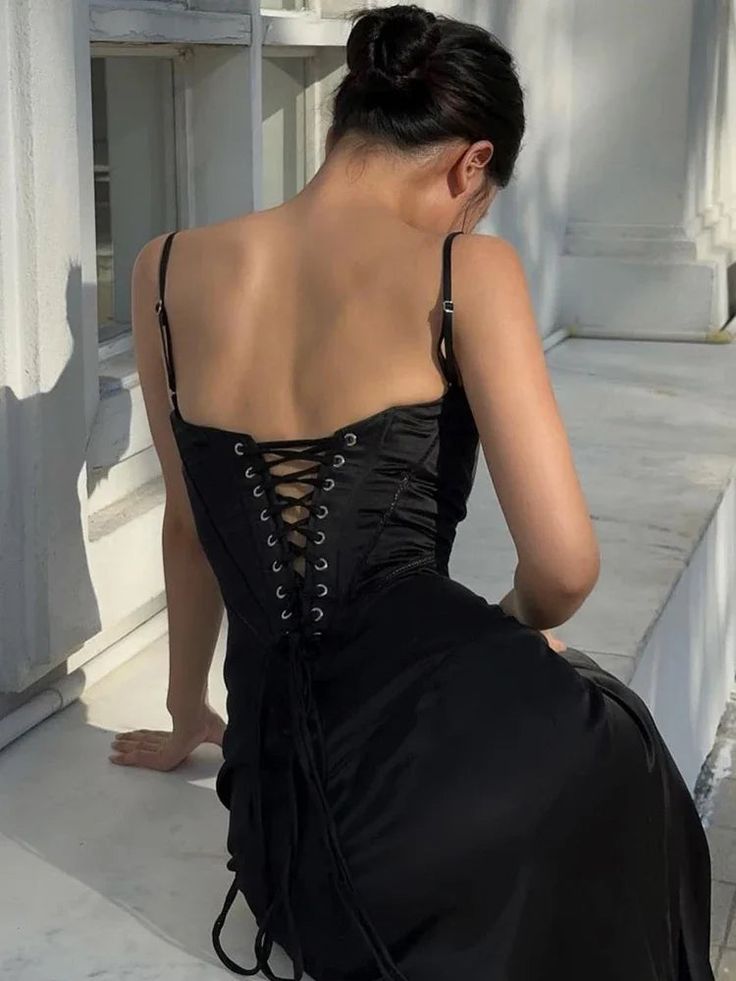 Spaghetti Straps Black Sexy Prom Dress Simple Long Evening Dresses    cg25338