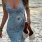 Modest Mermaid Spaghatti Straps Light Blue Prom Dress Long Evening Dresses     cg25324