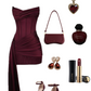 Burgundy short party dress satin homecoming dress    cg25353