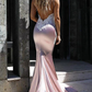 sexy backless pink mermaid prom dresses,simple long prom dresses   cg17686