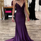 Purple Mermaid V Neck Long Prom Dresses      cg25273