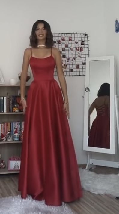 Long red prom party dress cg24818