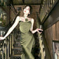 Mermaid Straps Satin Green Prom Dresses Formal Evening Dress      cg25237