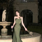 Mermaid Straps Satin Green Prom Dresses Formal Evening Dress      cg25237