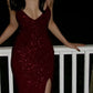 Burgundy Sequin Sexy Spaghetti Straps Long Evening Dress Party Prom Dress      cg25248