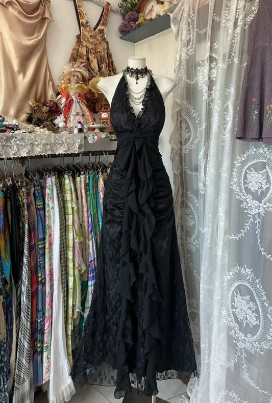 Black Elegant Vintage Prom Party Gown Evening Dress      cg25250