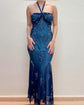 Sexy Halter V Neck Party Dress,Champagne Gold Prom Evening Dress Y8211